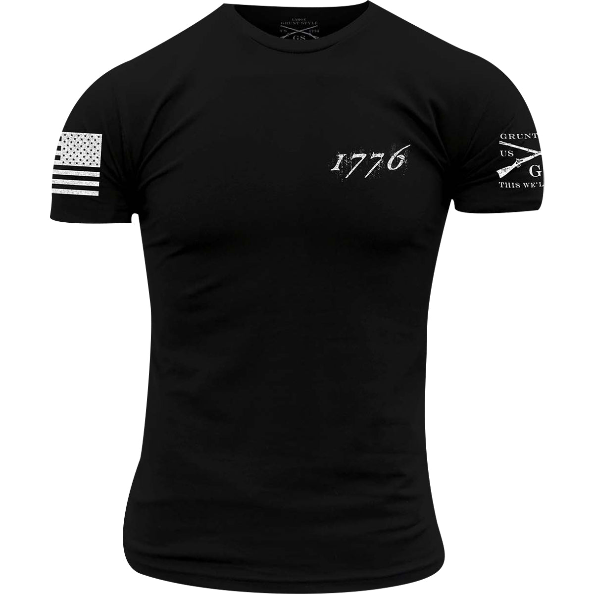 Grunt Style 1776 Flag Crewneck T-Shirt - Black Grunt Style
