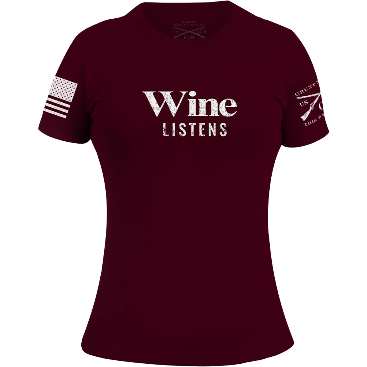 Grunt Style Women's Wine Listens Crewneck T-Shirt - Wine Grunt Style