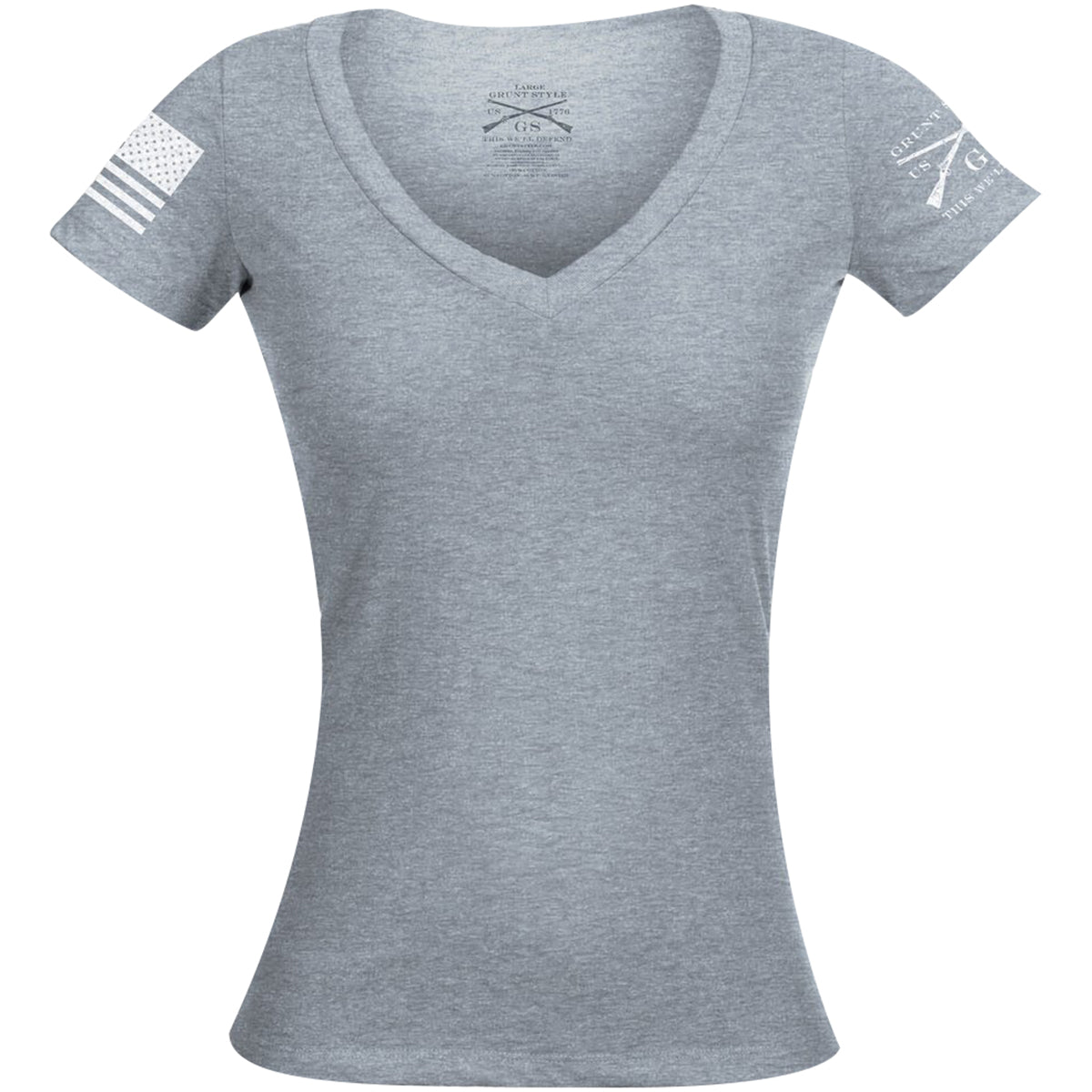 Grunt Style Women's Basic V-Neck T-Shirt - Dark Heather Gray Grunt Style