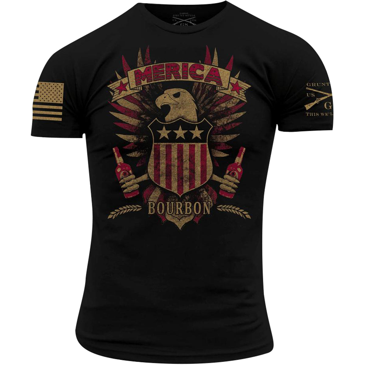 Grunt Style Merica Bourbon Eagle T-Shirt - Black Grunt Style