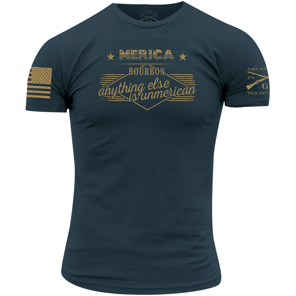 Grunt Style Merica Bourbon Unmerican T-Shirt - Blue Grunt Style