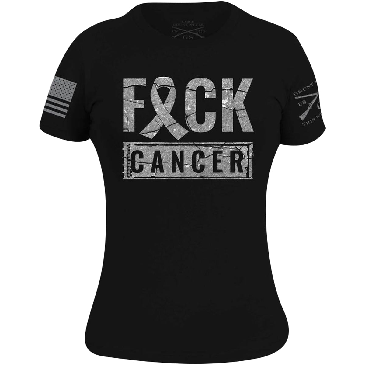 Grunt Style Women's F*ck Cancer Throwback T-Shirt - Black Grunt Style