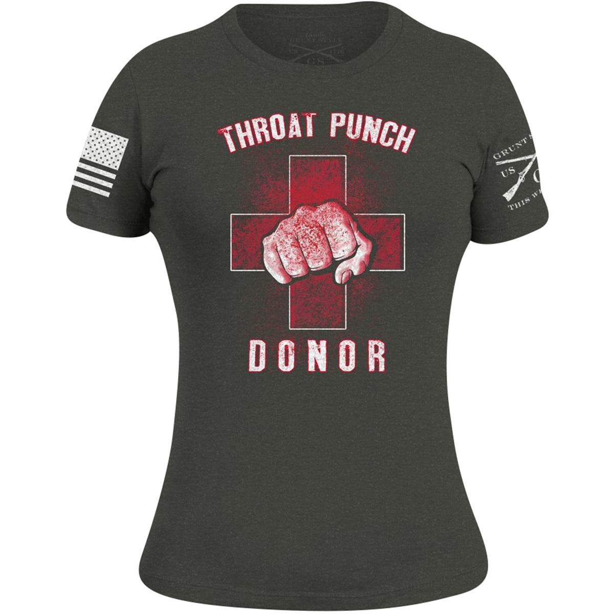 Grunt Style Women's Throat Punch Donor 2.0 T-Shirt - Dark Gray Grunt Style
