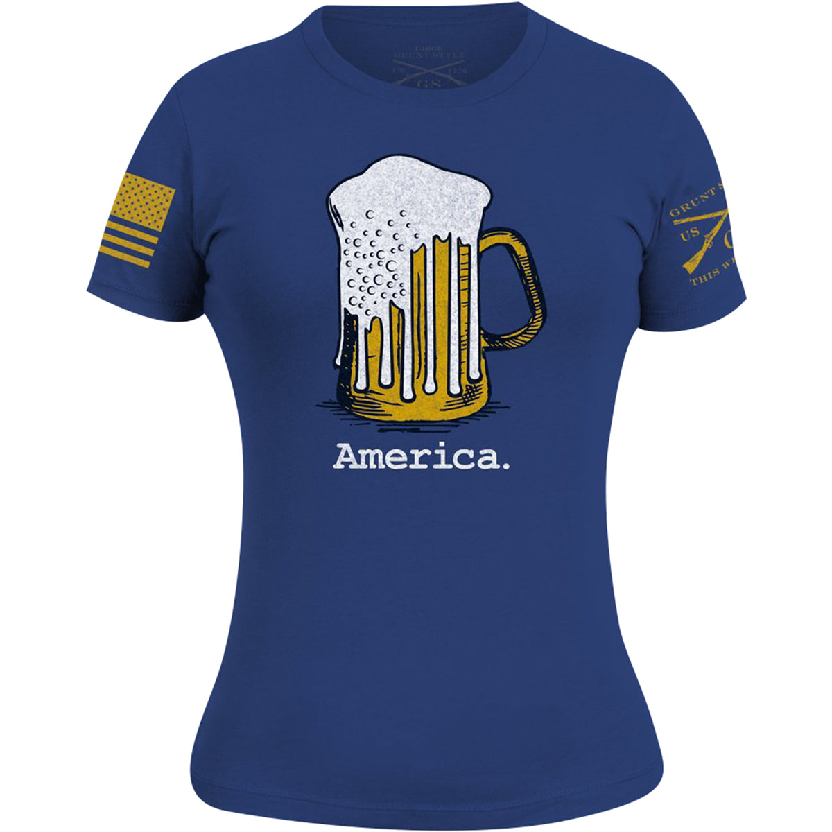 Grunt Style Women's Beer Flag Throwback T-Shirt - 2XL - Blue Grunt Style
