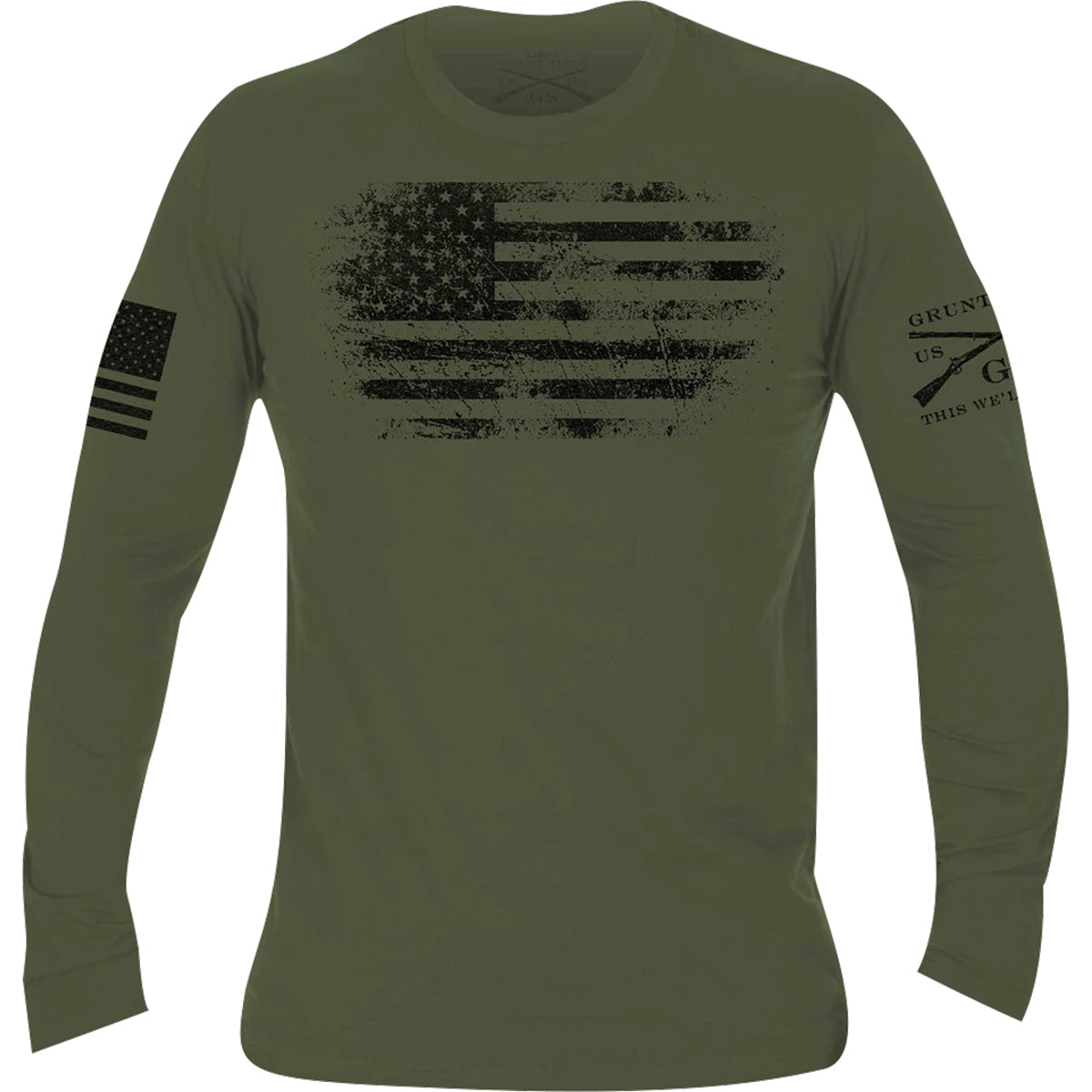 Grunt Style Vintage American Long Sleeve T-Shirt - Military Green Grunt Style