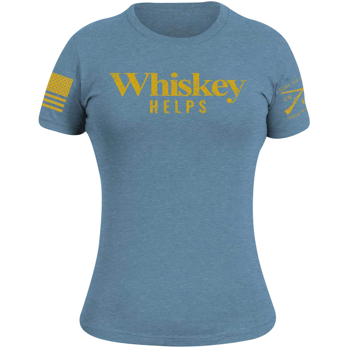 Grunt Style Women's Whiskey Helps T-Shirt - Heather Slate Grunt Style