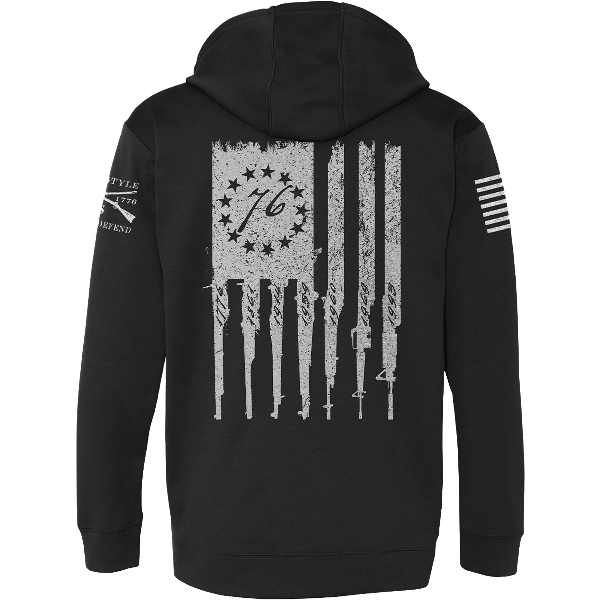 Grunt Style Betsy Rifle Flag Poly Pullover Hoodie - Black Grunt Style