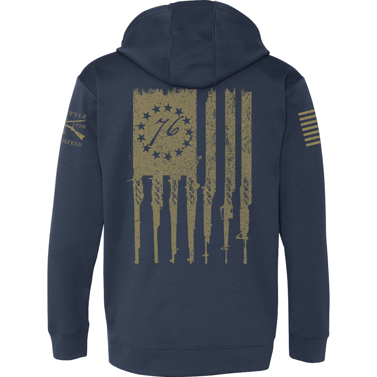 Grunt Style Betsy Rifle Flag Poly Pullover Hoodie - Navy Grunt Style