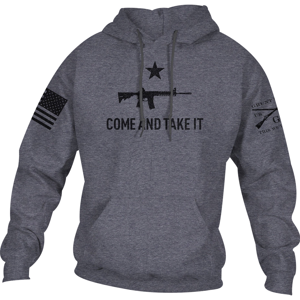 Grunt Style Come And Take It 2A Edition Pullover Hoodie - Dark Heather Gray Grunt Style
