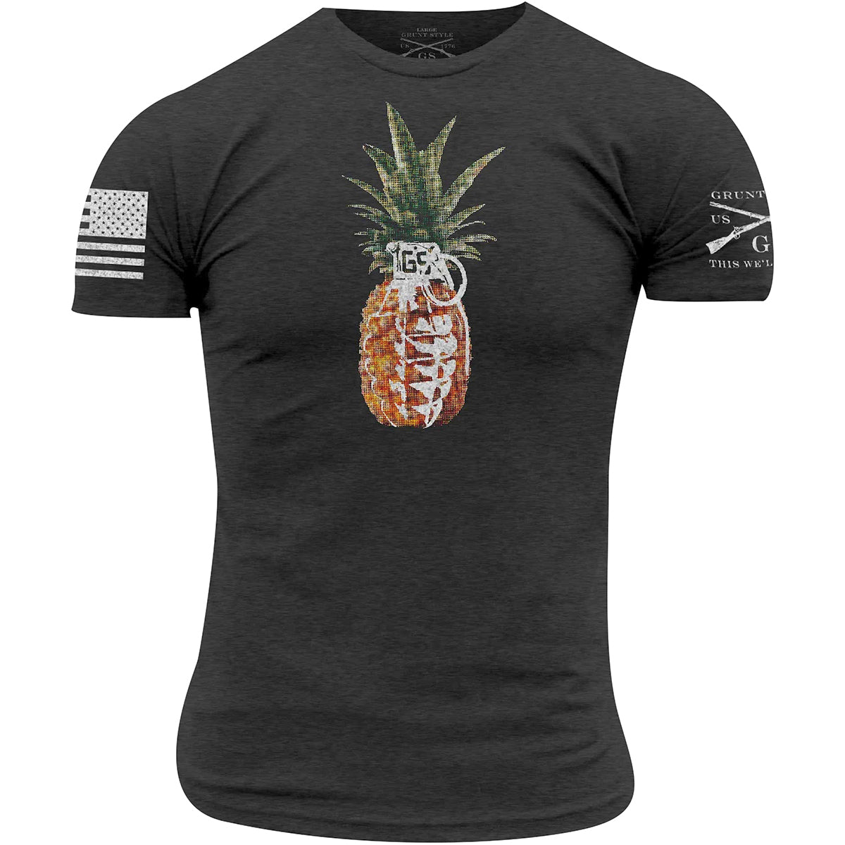 Grunt Style Pineapple Grenade T-Shirt - Heather Black Grunt Style