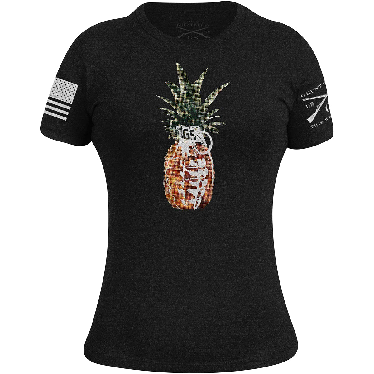 Grunt Style Women's Pineapple Grenade T-Shirt - Black Grunt Style