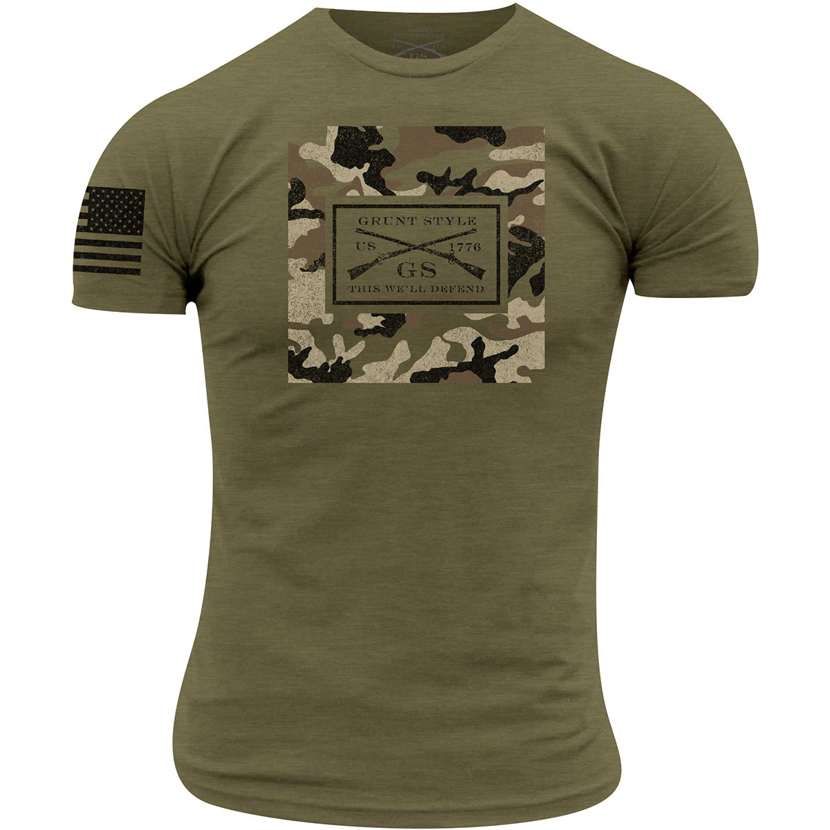 Grunt Style Multicam Logo T-Shirt - Military Green Grunt Style