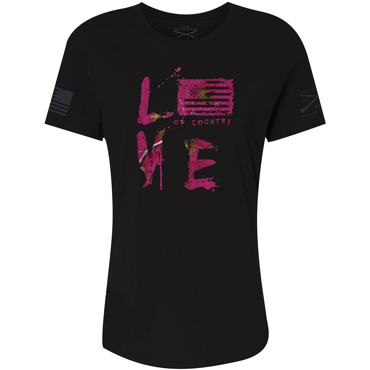 Grunt Style Women's Relaxed Fit Realtree Xtra Love Of Country T-Shirt - Black Grunt Style