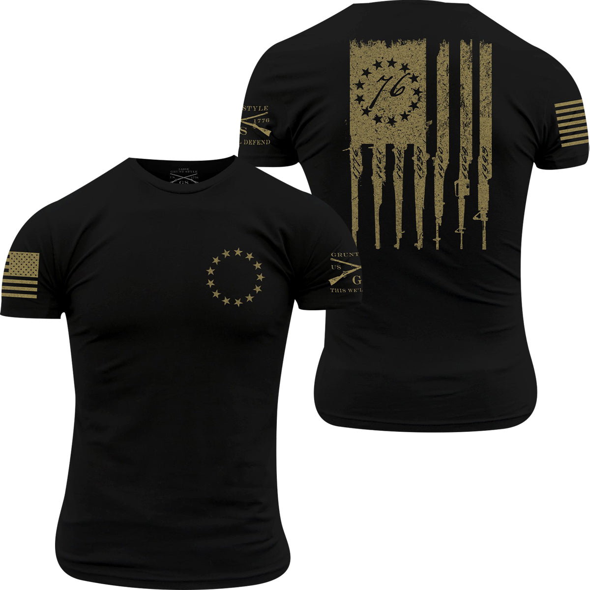 Grunt Style Betsy Rifle Flag T-Shirt - Black Grunt Style