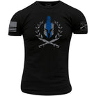 Grunt Style Spartan Blue Line T-Shirt - Black Grunt Style