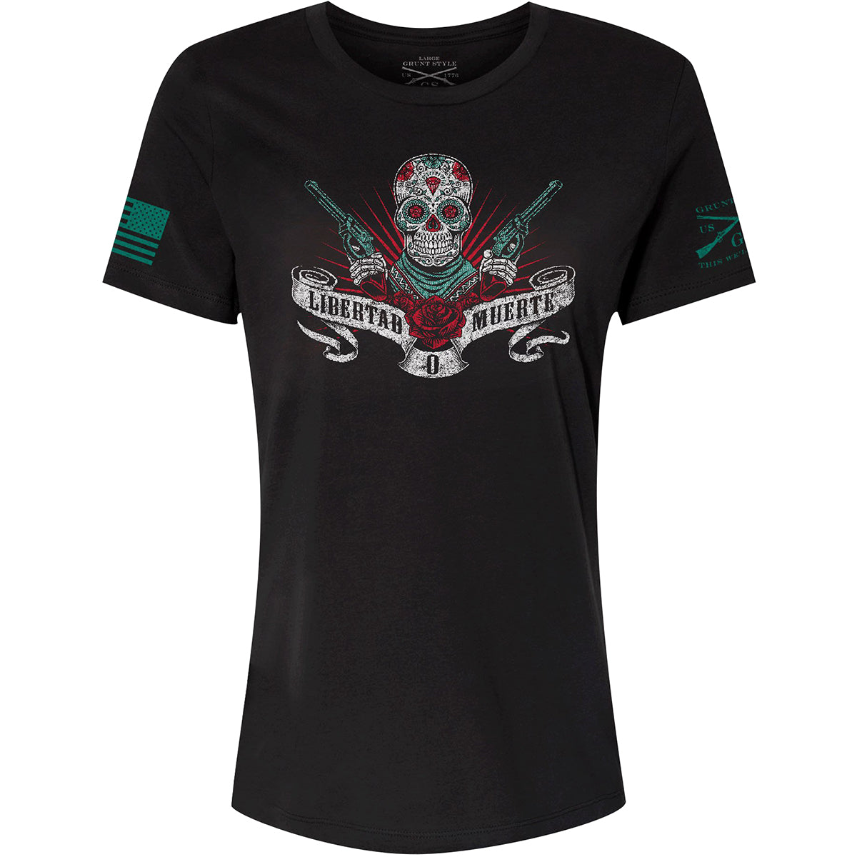 Grunt Style Women's Relaxed Fit Libertad O Muerte T-Shirt - Black Grunt Style