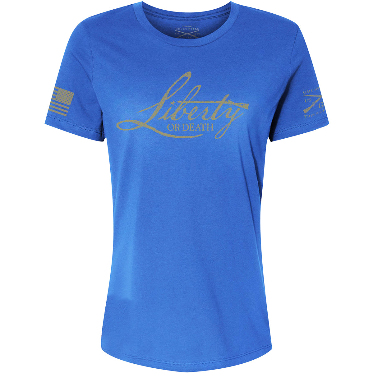 Grunt Style Women's Relaxed Fit Liberty Or Death 2.0 T-Shirt - Royal Blue Grunt Style