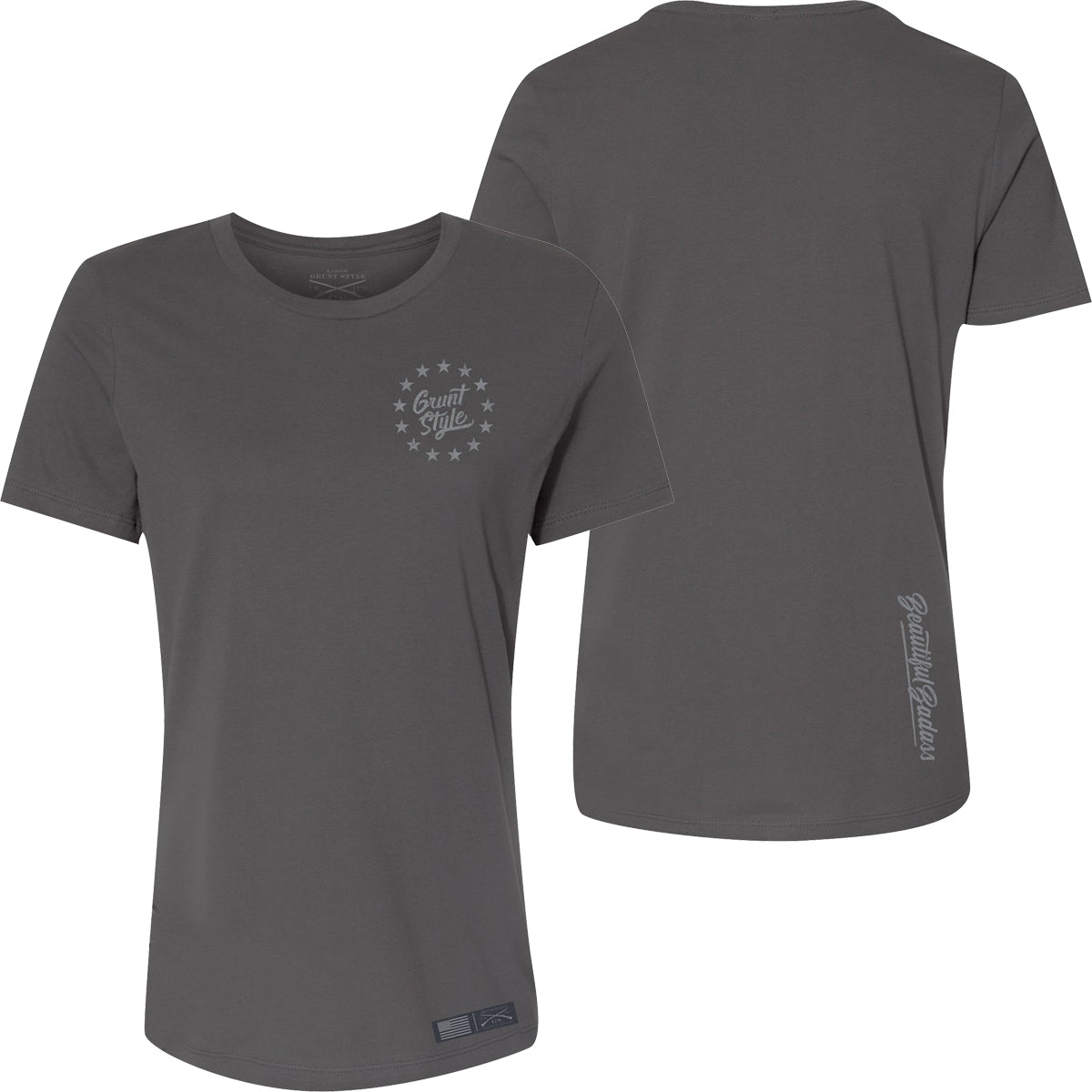 Grunt Style Women's Beautiful Badass 2.0 Relaxed Fit T-Shirt - Charcoal Grunt Style