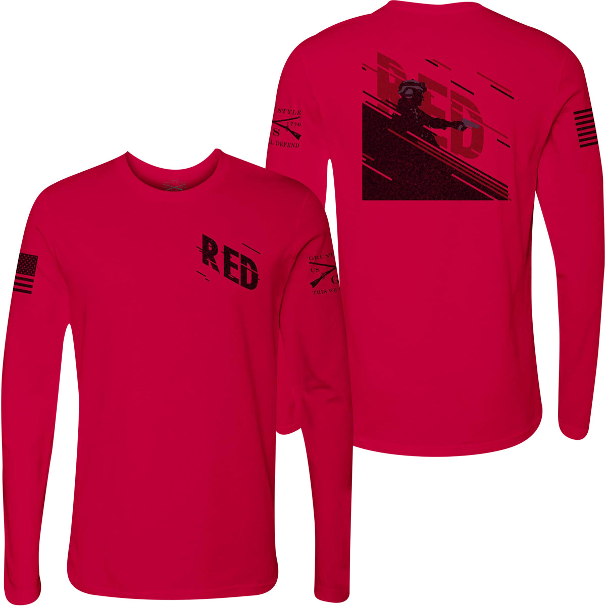 Grunt Style R.E.D. Movement Long Sleeve T-Shirt - Red Grunt Style