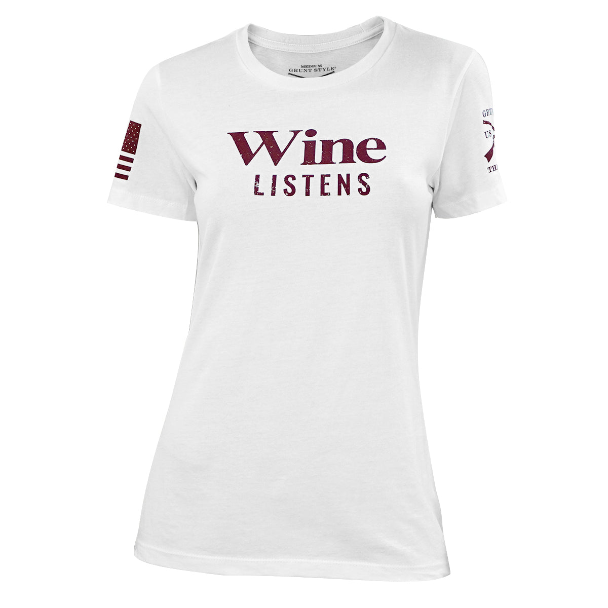 Grunt Style Women's Wine Listens T-Shirt - White Grunt Style