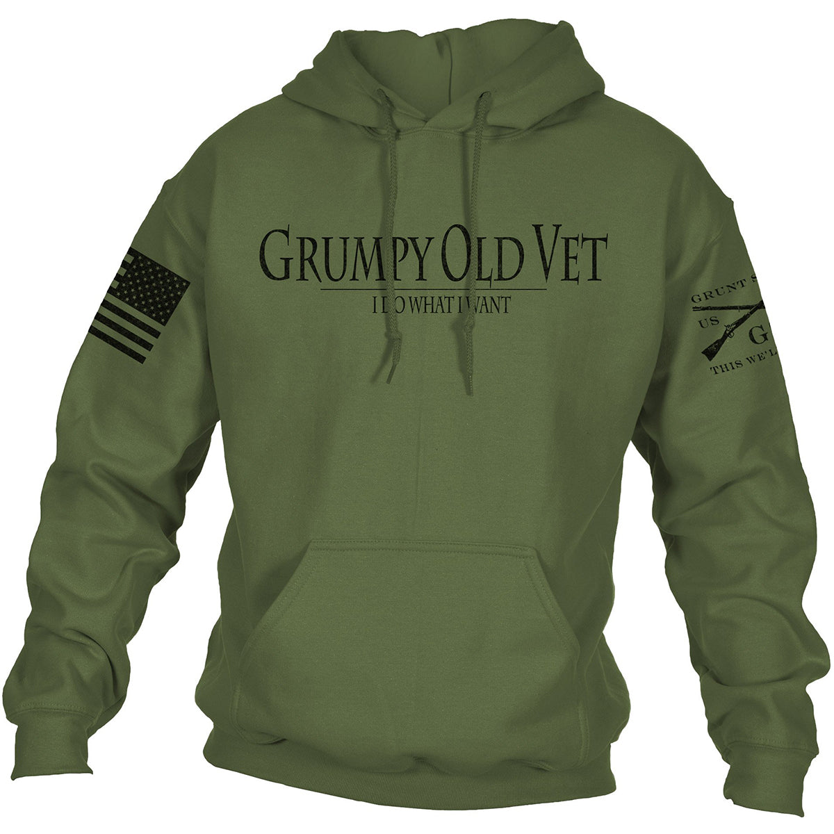 Grunt Style Grumpy Old Vet Pullover Hoodie - Green Grunt Style