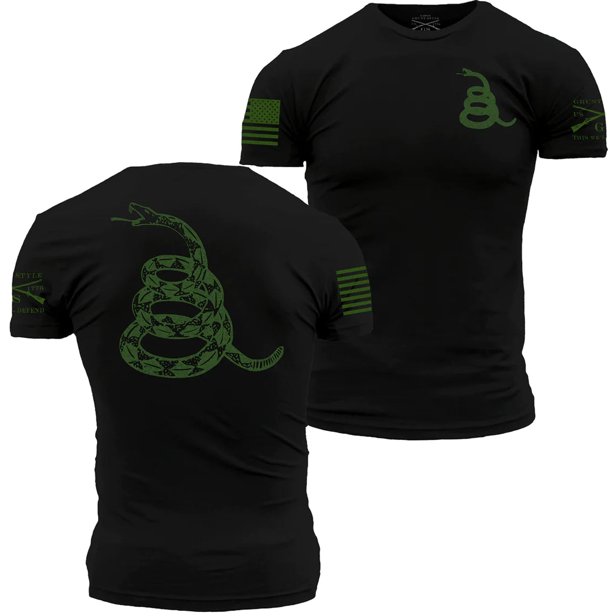 Grunt Style Concealed Gadsden 2.0 T-Shirt - Black/Green Grunt Style