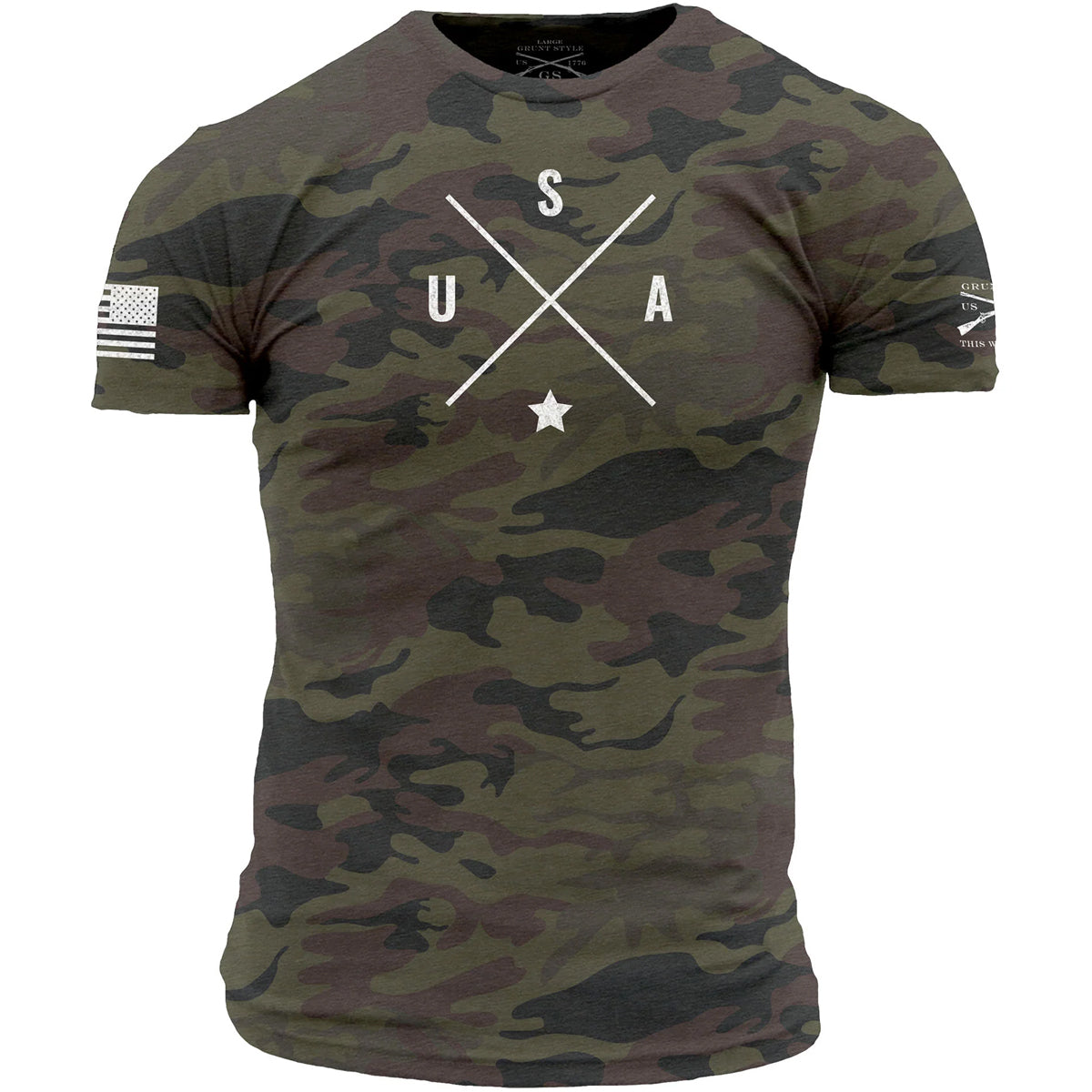 Grunt Style Simple USA T-Shirt - Woodland Camo Grunt Style