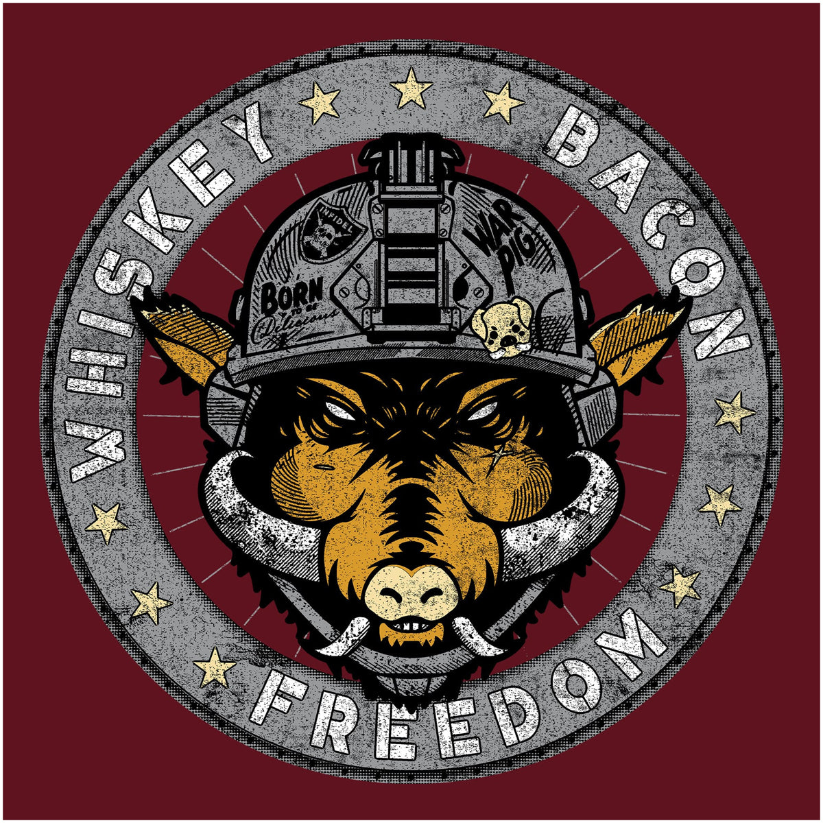 Grunt Style Whiskey Bacon Freedom T-Shirt - Cardinal Grunt Style