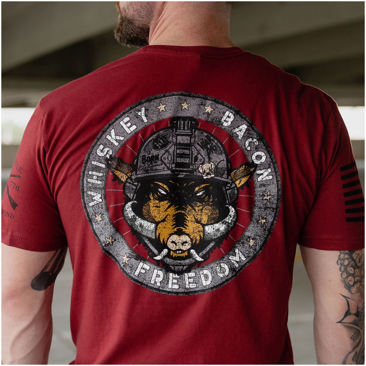 Grunt Style Whiskey Bacon Freedom T-Shirt - Cardinal Grunt Style