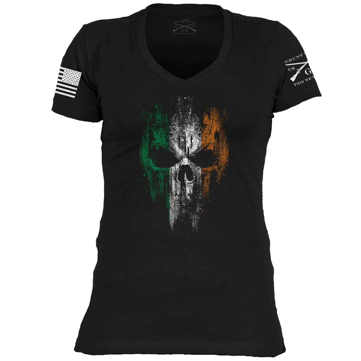 Grunt Style Women's Irish Reaper V-Neck T-Shirt - Black Grunt Style
