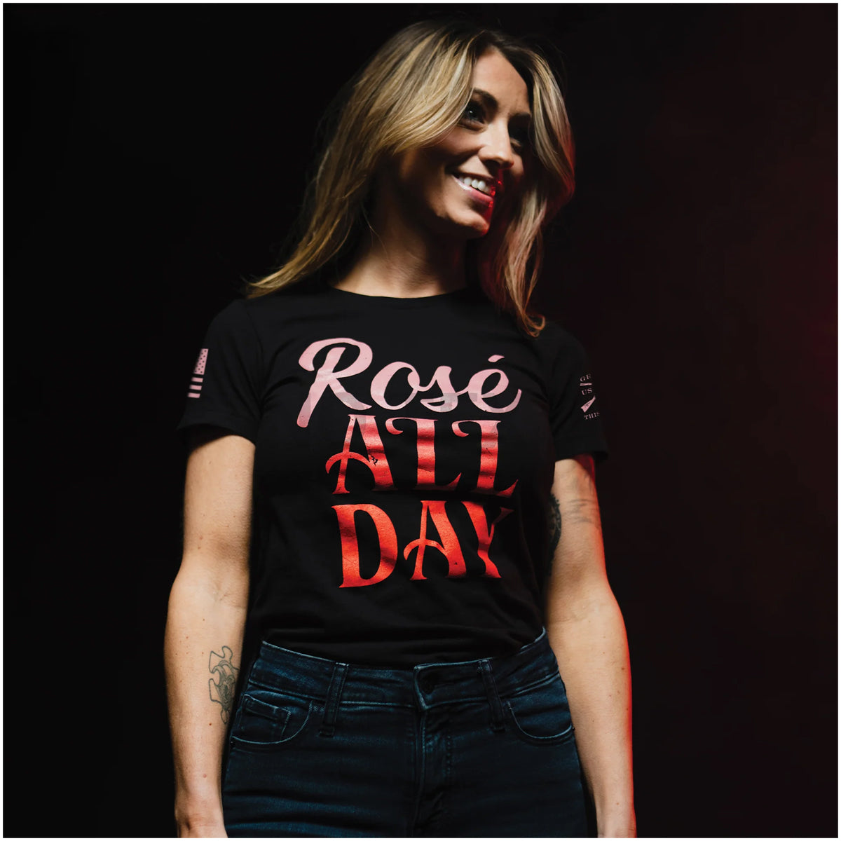 Grunt Style Women's Rosé All Day T-Shirt - Black Grunt Style