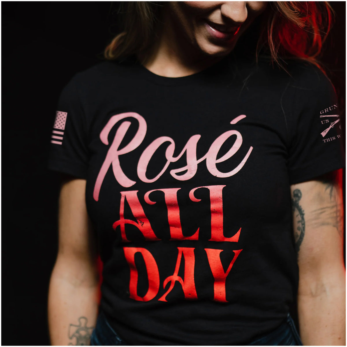 Grunt Style Women's Rosé All Day T-Shirt - Black Grunt Style