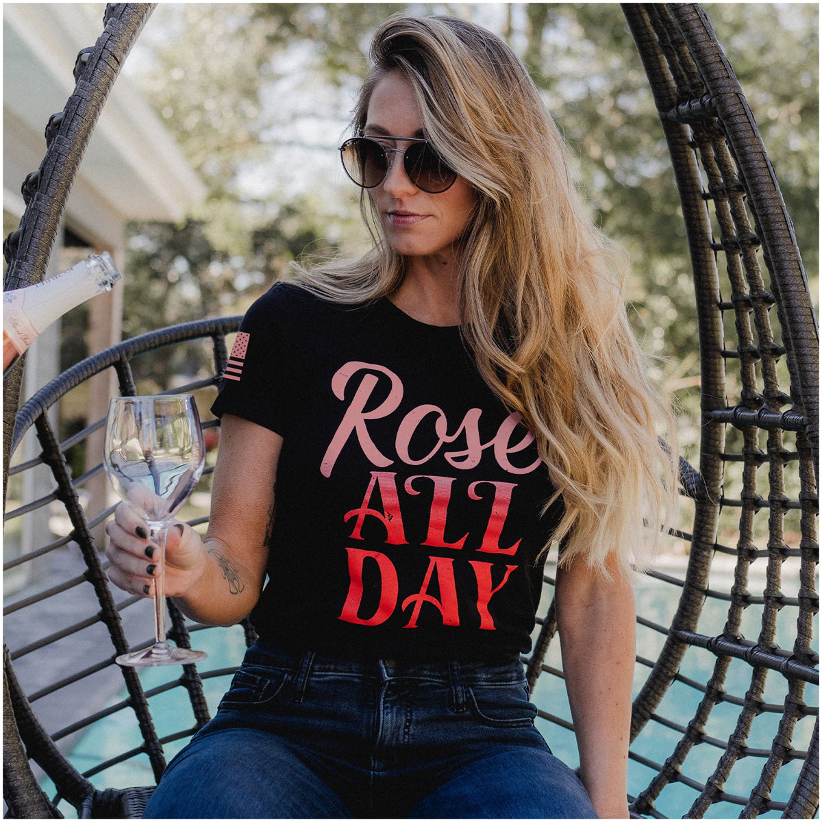 Grunt Style Women's Rosé All Day T-Shirt - Black Grunt Style