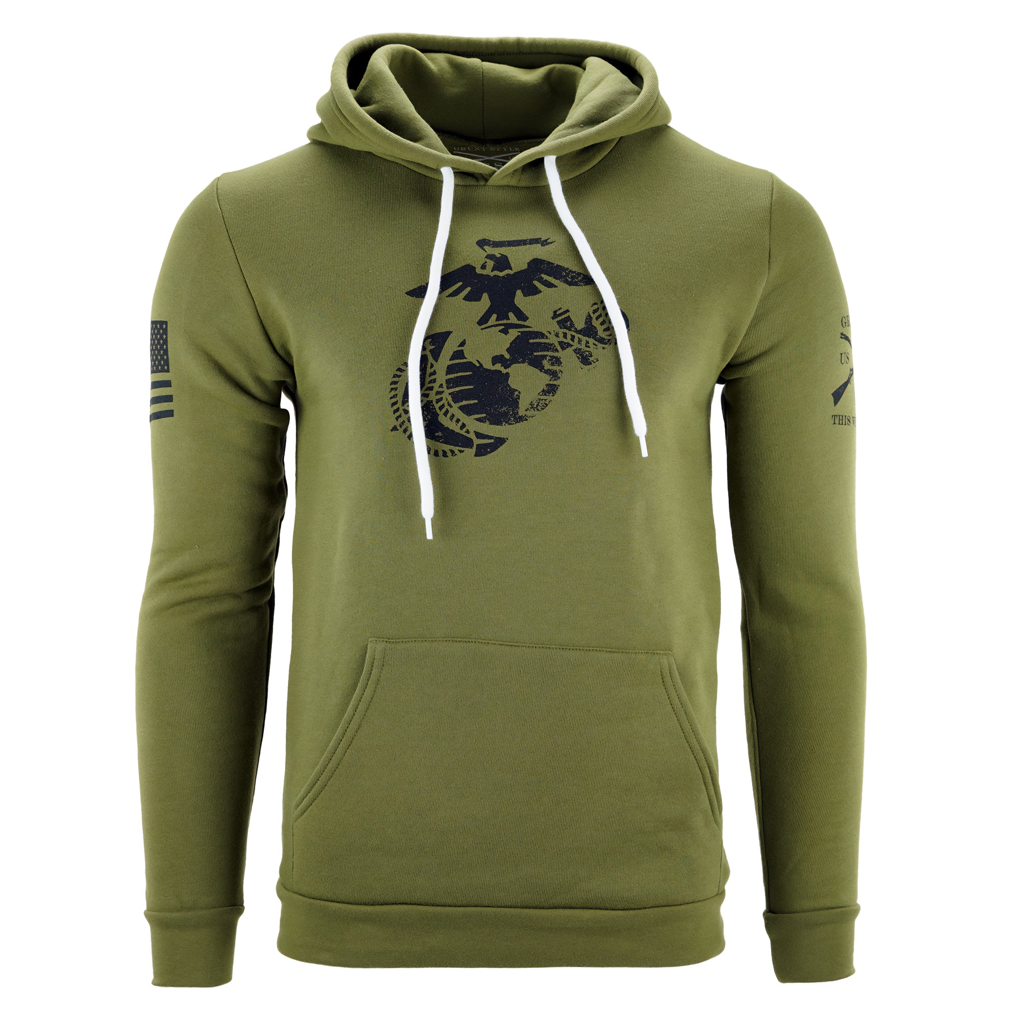 Grunt Style USMC - EGA Pullover Hoodie - Military Green Grunt Style