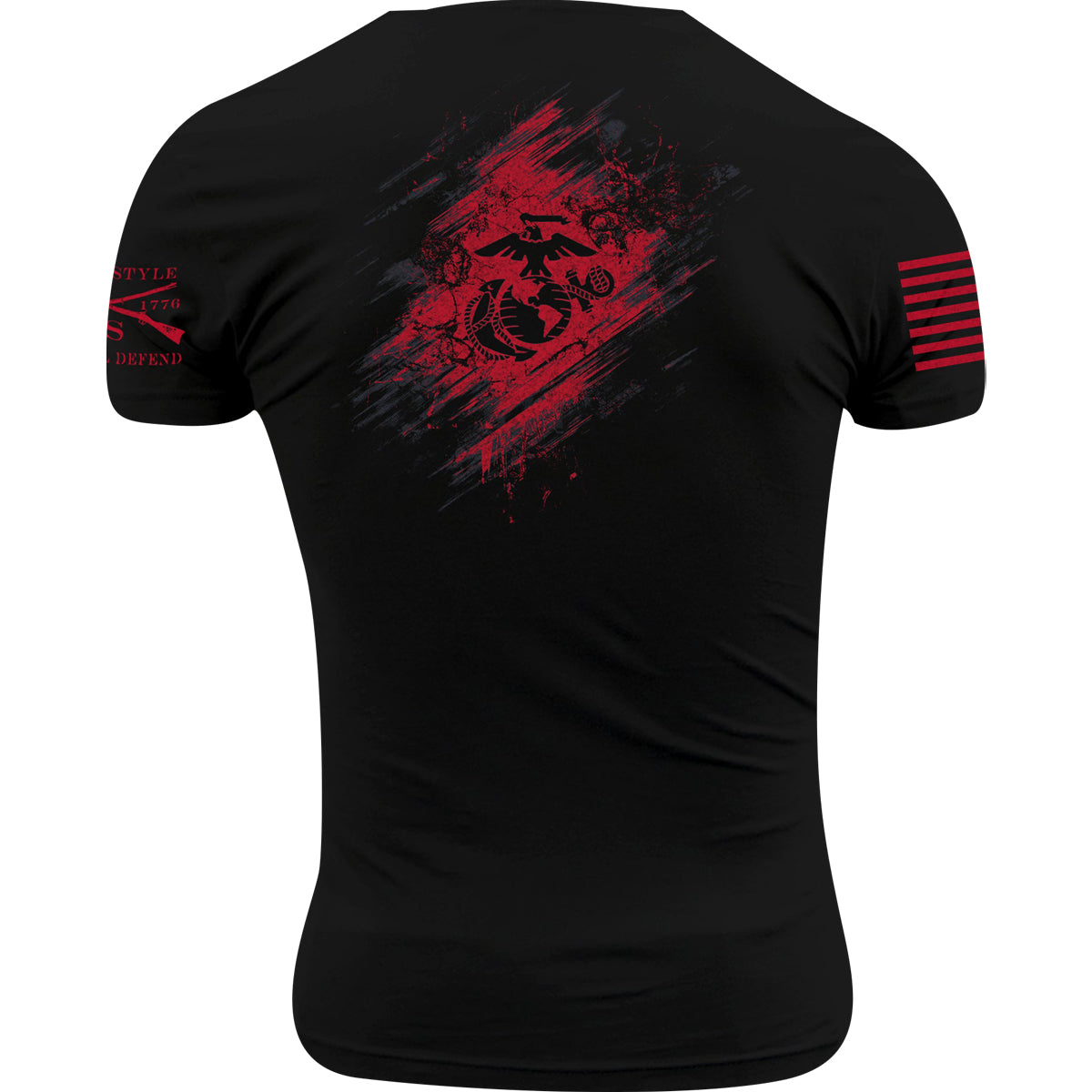 Grunt Style USMC Blood Stripe T-Shirt | Navy Blue | Men's Cotton Crew Neck Short Sleeve Tee - View #6