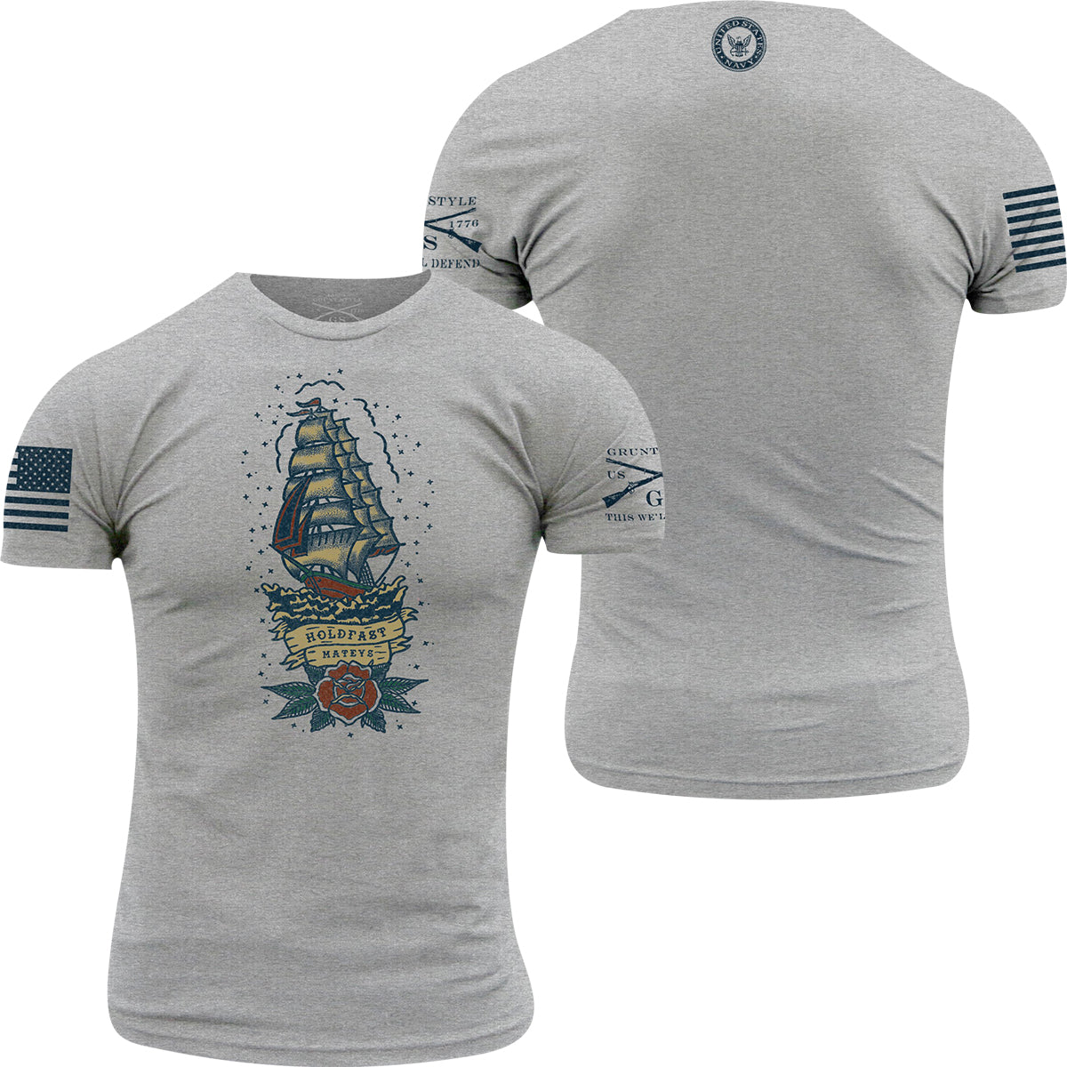 Grunt Style USN - Holdfast Mateys T-Shirt - Athletic Heather