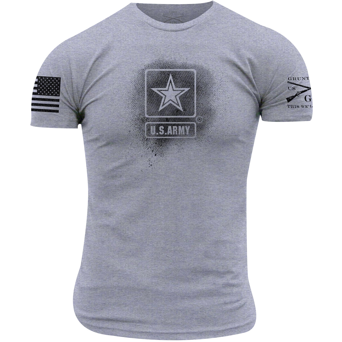 Grunt Style Army - Stencil Logo T-Shirt - Heather Gray Grunt Style