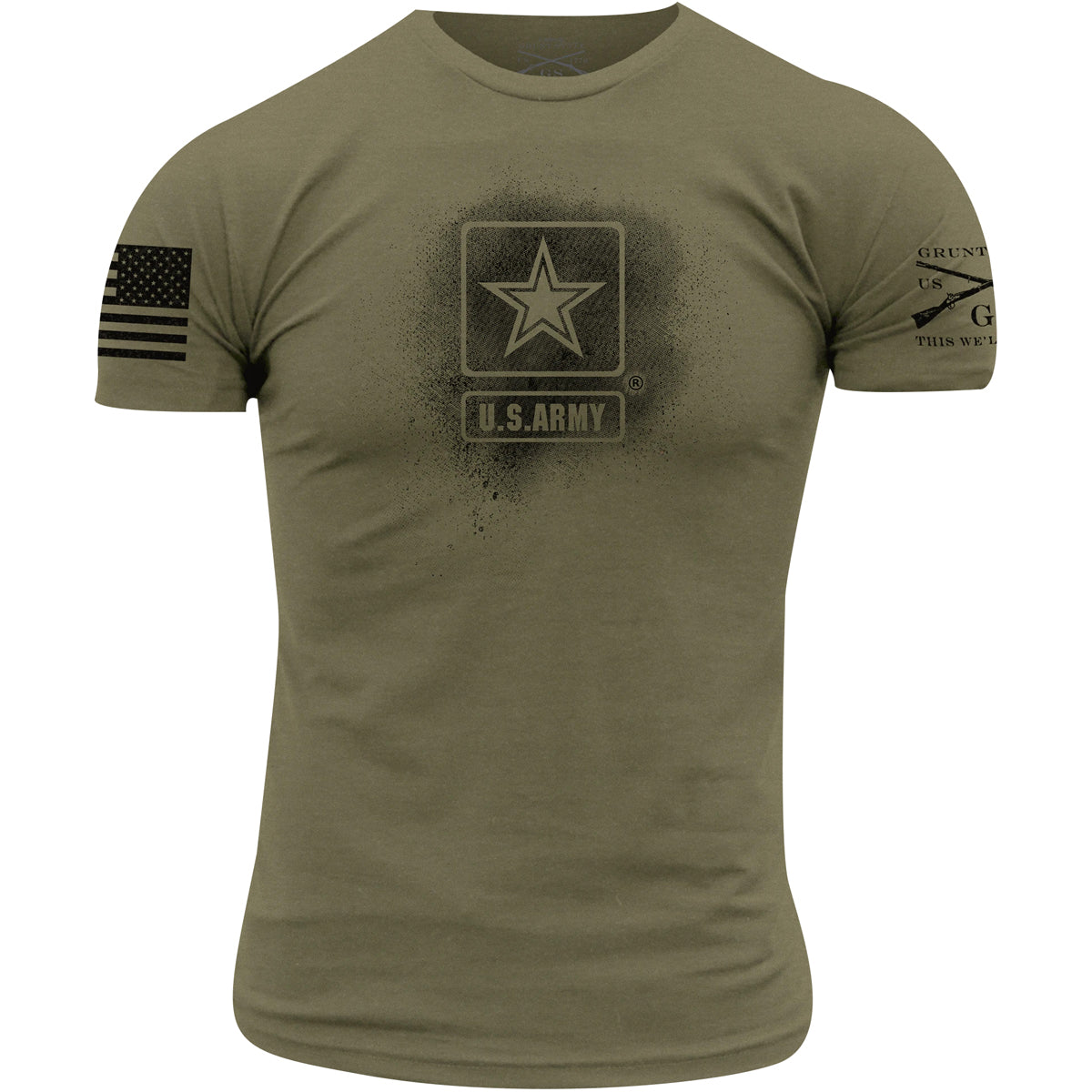 Grunt Style Army - Stencil Logo T-Shirt - Military Green Grunt Style