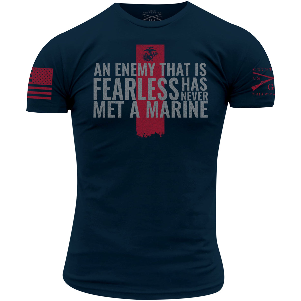 Grunt Style USMC - Never Met A Marine T-Shirt - Navy Grunt Style