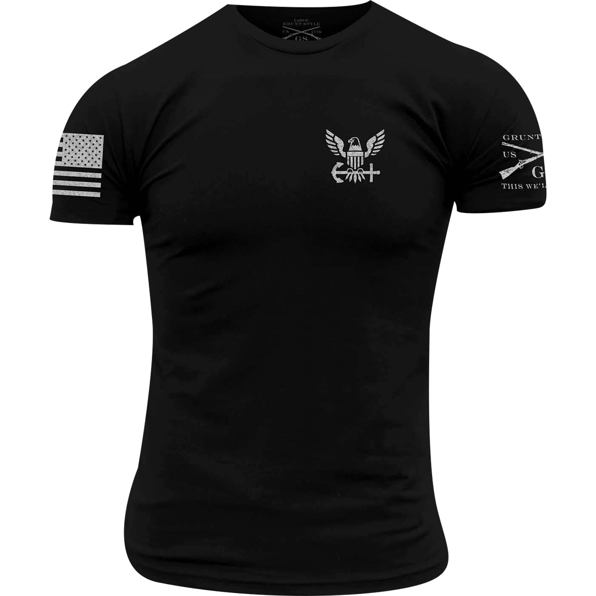 Grunt Style USN Navy Jack Flag T-Shirt - Black Grunt Style