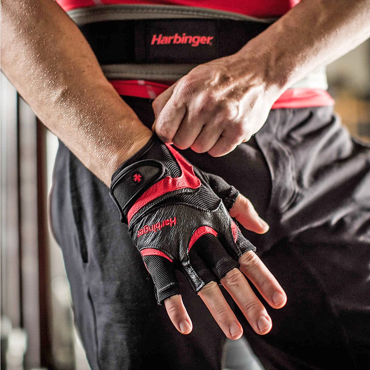 Harbinger 138 FlexFit Weight Lifting Gloves - Black/Red - Forza Sports
