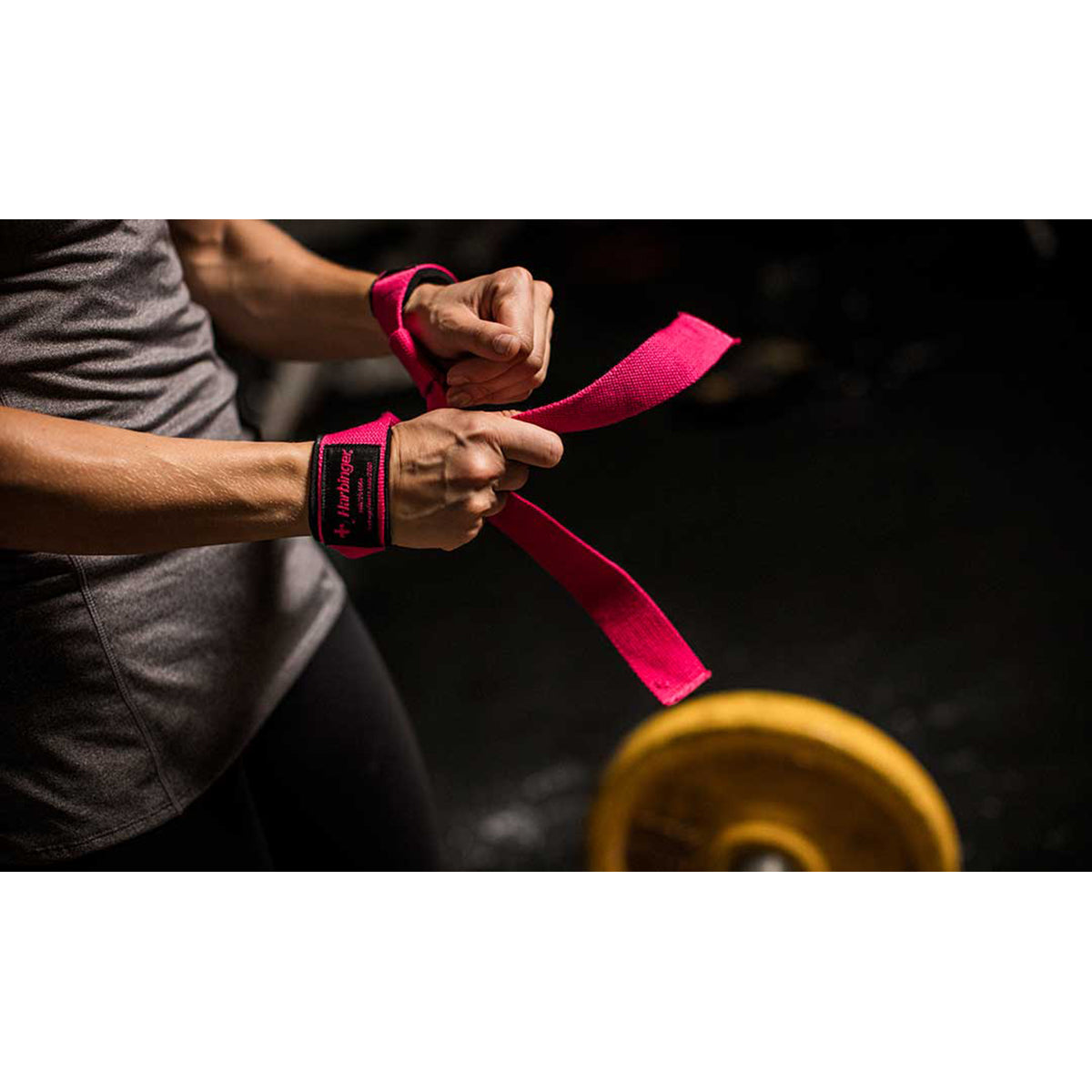 Harbinger Women's Padded Cotton Weight Lifting Straps - Pink Harbinger