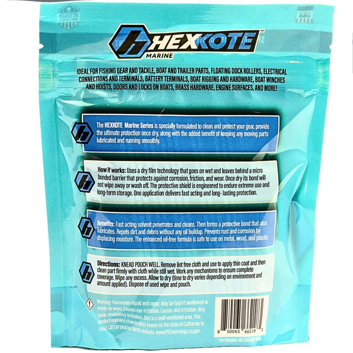 HEXKOTE Marine Boat Fishing Gear Dry Lubricant 7" x 7" Disposable Wipes (6 - Pack) - Forza Sports
