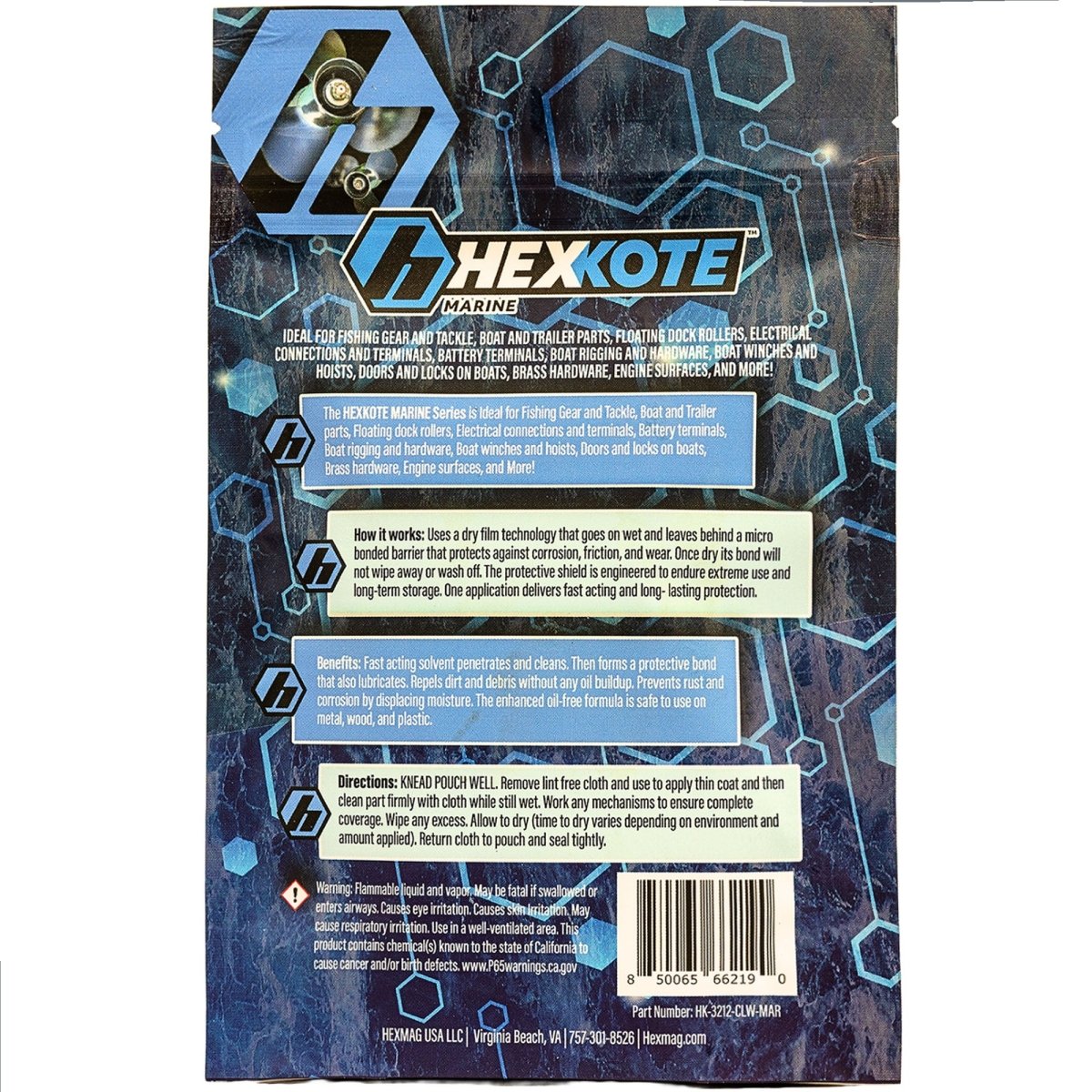 HEXKOTE Marine Series Boat Fishing Gear Dry Lubricant 12" x 12" Reusable Cloth - Forza Sports