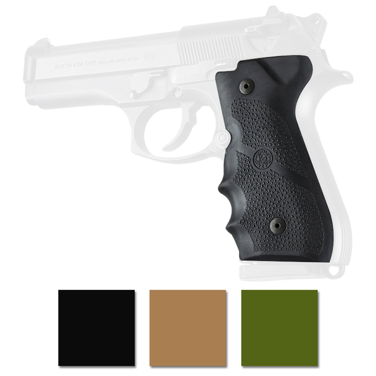 Hogue Beretta 92/96 Series Rubber Grip with Finger Grooves Hogue