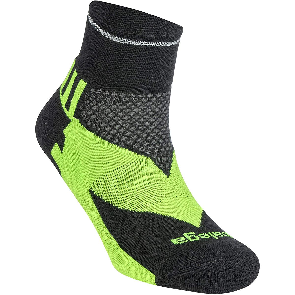 Balega Enduro Reflective Quarter Length Running Socks - Black/Neon Green Balega