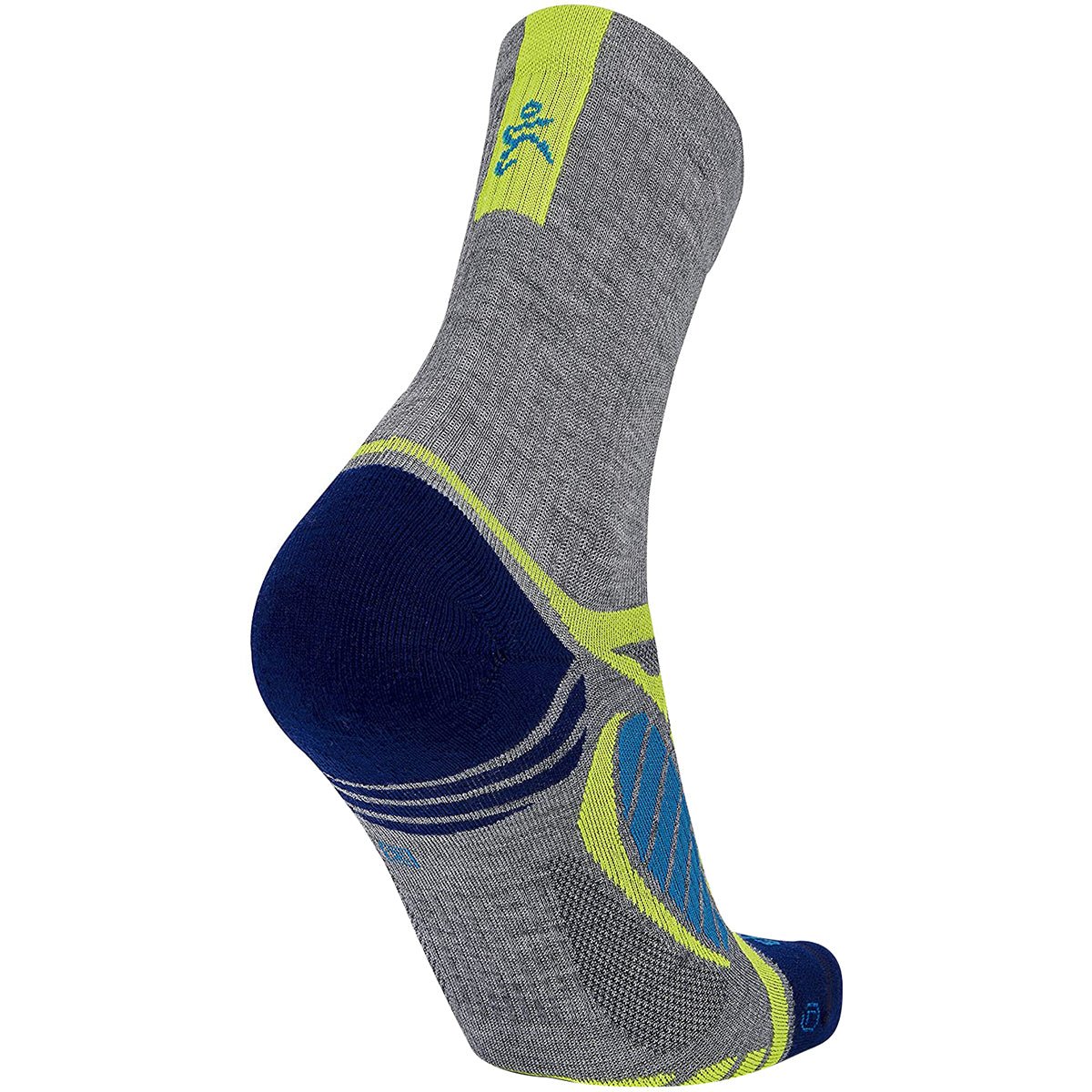 बलेगा अल्ट्रा लाइट सेकंड स्किन क्रू लेंथ रनिंग सॉक्स - ग्रे हीदर/रॉयल ब्लू - फोर्ज़ा स्पोर्ट्स
