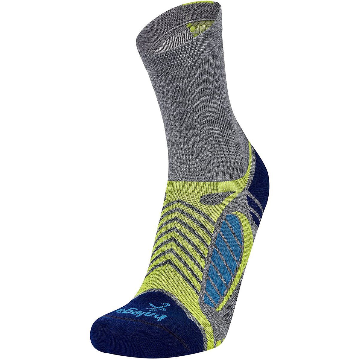 बलेगा अल्ट्रा लाइट सेकंड स्किन क्रू लेंथ रनिंग सॉक्स - ग्रे हीदर/रॉयल ब्लू - फोर्ज़ा स्पोर्ट्स
