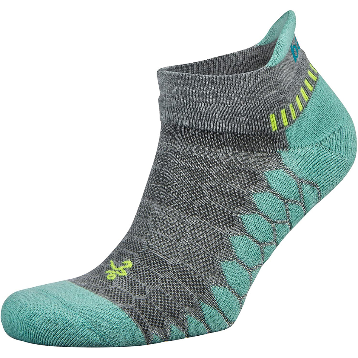 Balega Silver No Show Running Socks - Midgray/Aqua Balega