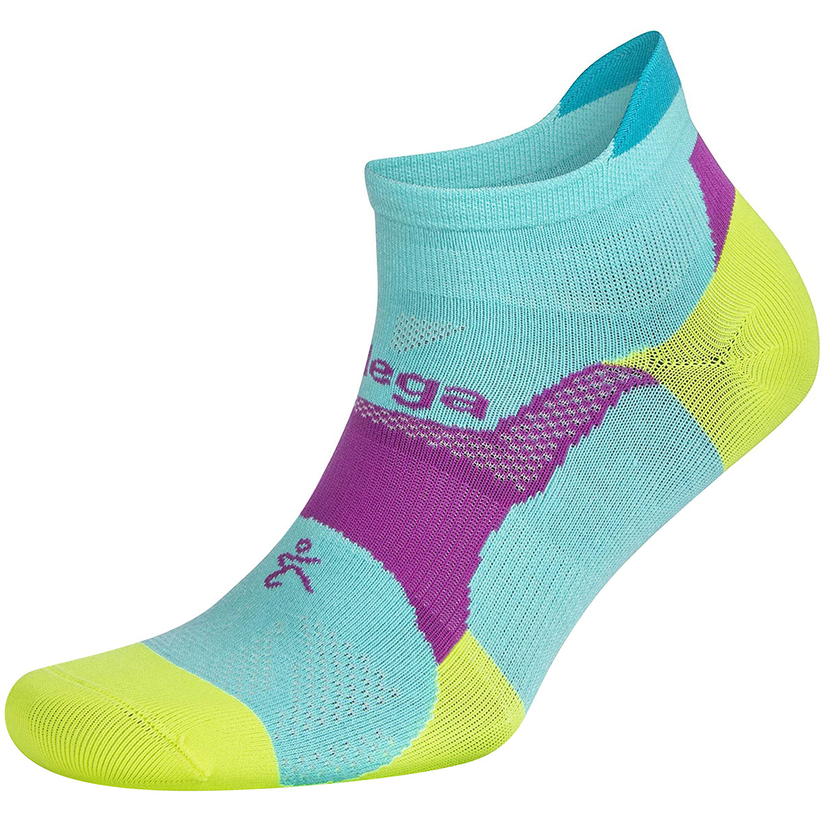 Balega Hidden Dry No Show Running Socks - Neon Aqua/Neon Lime Balega